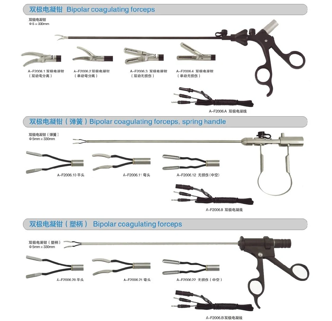 High Quality Laparoscopic Forceps Bipolar Forceps 5mm Laparoscopic Insulated Single Action Medical Surgical Instruments Chinese Manufacture Trocar